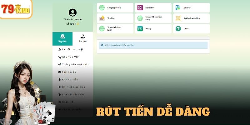 Hướng dẫn 79king rút tiền dễ dàng nhất